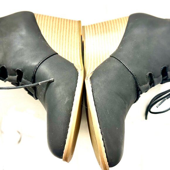 Nautica Waterline Wedge Booties Ankle Lace Up Black Size 8.5 - Picture 3 of 7